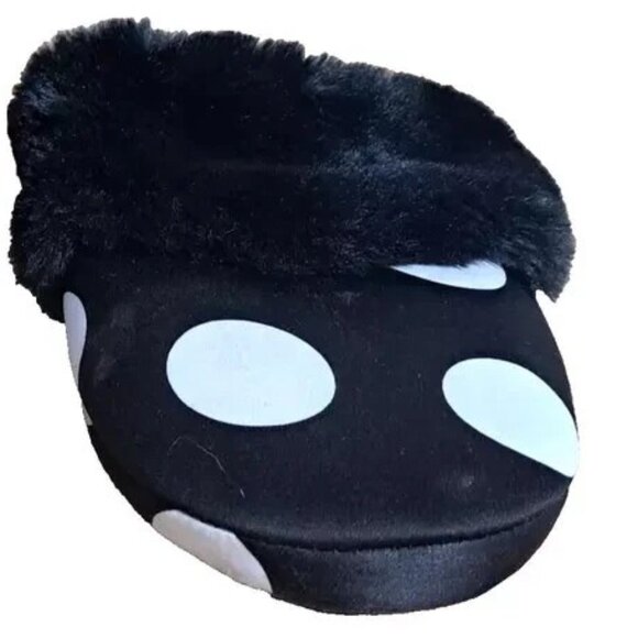 Victoria's Secret Signature Black with White Polka Dot Satin Slippers Sz M (7/8) - Picture 2 of 8